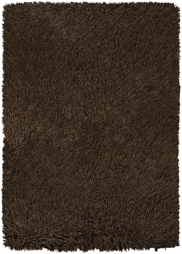 Chandra Rugs Poligan 100% Polyester Hand-Woven Contemporary Shag Rug Brown 9' x 13'