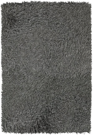 Chandra Rugs Poligan 100% Polyester Hand-Woven Contemporary Shag Rug Silver 9' x 13'