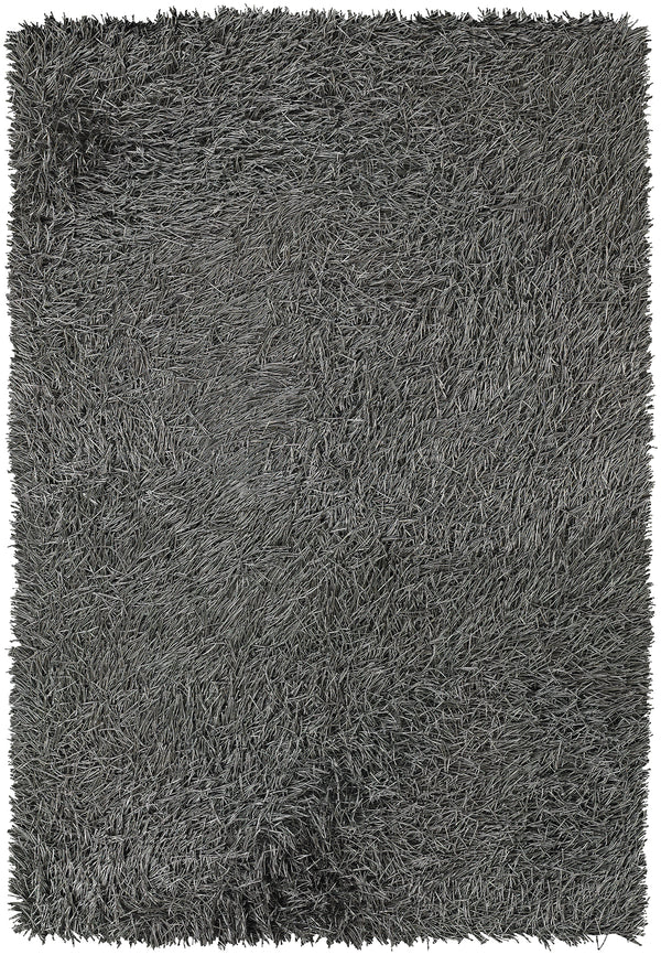 Chandra Rugs Poligan 100% Polyester Hand-Woven Contemporary Shag Rug Silver 9' x 13'