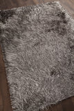 Chandra Rugs Poligan 100% Polyester Hand-Woven Contemporary Shag Rug Silver 9' x 13'