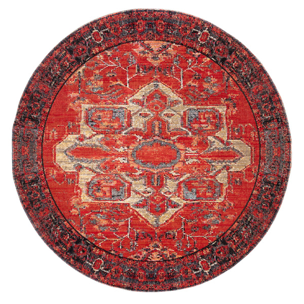 Jaipur Living Leighton Indoor/ Outdoor Medallion Red/ Blue Round Area Rug (5'11")