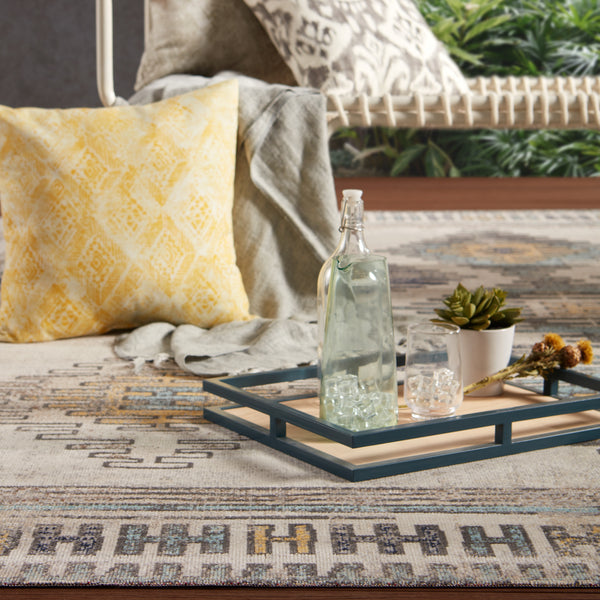 Jaipur Living Dez Indoor/ Outdoor Tribal Blue/ Yellow Area Rug (9'10"X14')