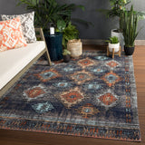 Jaipur Living Dez Indoor/ Outdoor Tribal Blue/ Orange Area Rug (9'10"X14')