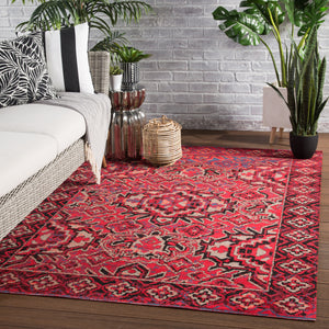 Jaipur Living Chaya Indoor/ Outdoor Medallion Red/ Black Area Rug (8'10"X12')