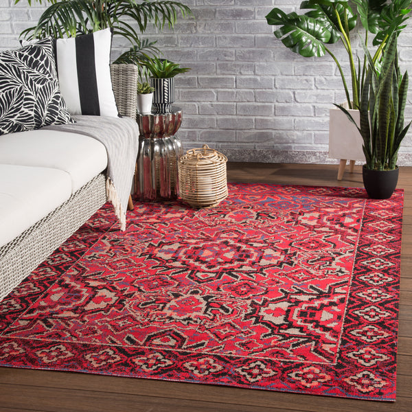 Jaipur Living Chaya Indoor/ Outdoor Medallion Red/ Black Area Rug (8'10"X12')
