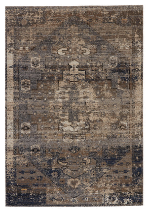 Jaipur Living Belfast Indoor/ Outdoor Medallion Taupe/ Dark Blue Area Rug (2'X3')