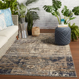 Jaipur Living Belfast Indoor/ Outdoor Medallion Taupe/ Dark Blue Area Rug (2'X3')