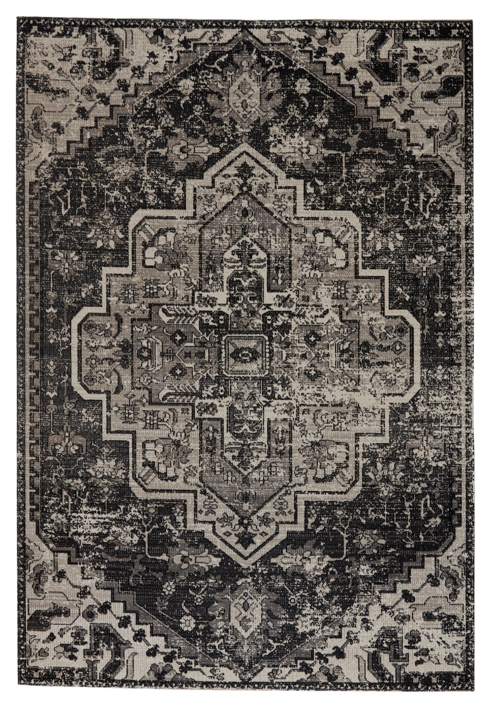 Jaipur Living Ellery Indoor/ Outdoor Medallion Black/ Gray Area Rug (2'X3')