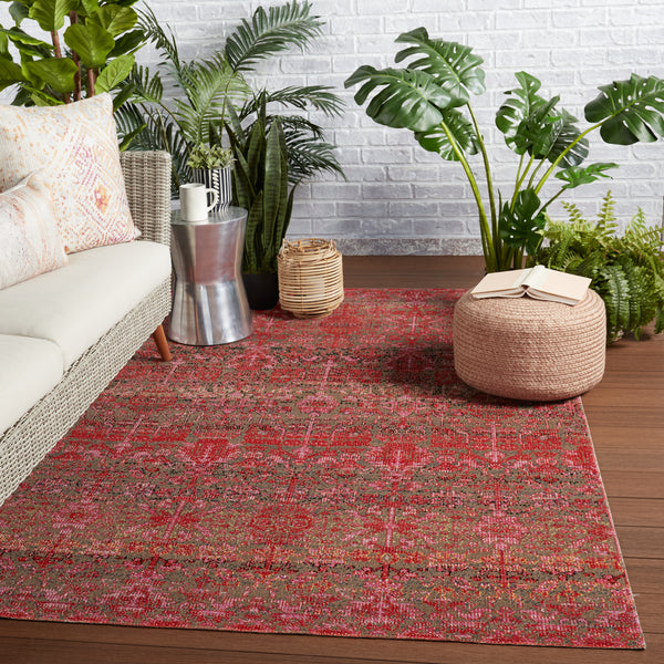 Jaipur Living Bodega Indoor/ Outdoor Trellis Red/ Taupe Area Rug (2'X3')