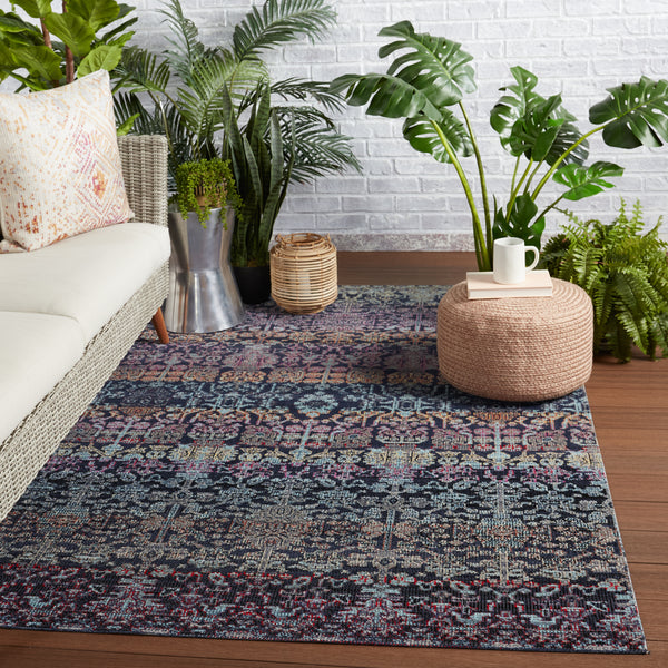 Jaipur Living Bodega Indoor/ Outdoor Trellis Dark Blue/ Multicolor Area Rug (2'X3')