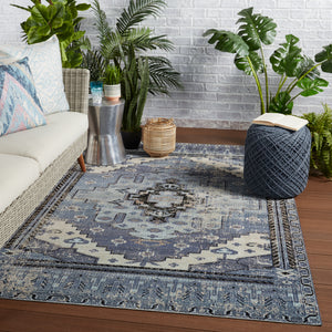 Jaipur Living Cicero Indoor/ Outdoor Medallion Blue/ Gray Area Rug (2'X3')