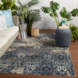 Jaipur Living Genesee Indoor/ Outdoor Trellis Blue/ Beige Area Rug (2'X3')