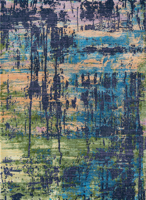Momeni Portland PRT-3 Machine Made Casual Abstract Indoor Area Rug Blue 9'3" x 12'6" PORTLPRT-3BLU93C6