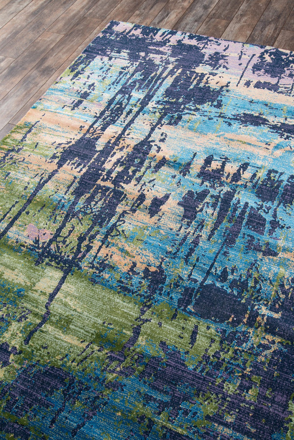 Momeni Portland PRT-3 Machine Made Casual Abstract Indoor Area Rug Blue 9'3" x 12'6" PORTLPRT-3BLU93C6