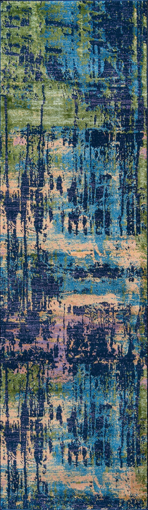 Momeni Portland PRT-3 Machine Made Casual Abstract Indoor Area Rug Blue 9'3" x 12'6" PORTLPRT-3BLU93C6
