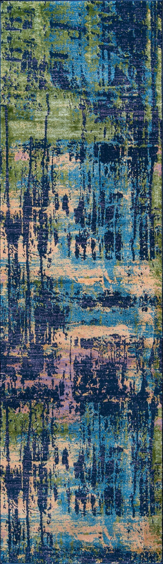 Momeni Portland PRT-3 Machine Made Casual Abstract Indoor Area Rug Blue 9'3" x 12'6" PORTLPRT-3BLU93C6
