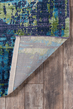 Momeni Portland PRT-3 Machine Made Casual Abstract Indoor Area Rug Blue 9'3" x 12'6" PORTLPRT-3BLU93C6