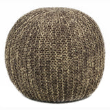 Chandra Rugs Poufs Outer: Cotton, Filling: Polystyrene Balls Hand-Knitted Contemporary Cotton Pouf Beige/Brown 1'6 x 1'6 x 1'4