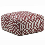 Chandra Rugs Poufs Outer: Cotton, Filling: Cotton Handmade Contemporary Printed Cotton Pouf Maroon/Cream 2' x 2' x 1'