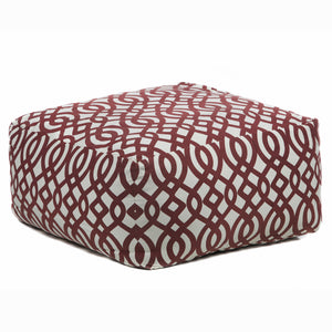 Chandra Rugs Poufs Outer: Cotton, Filling: Cotton Handmade Contemporary Printed Cotton Pouf Cream/Maroon 2' x 2' x 1'