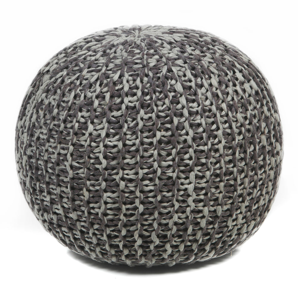 Chandra Rugs Poufs Outer: Cotton, Filling: Polystyrene Balls Hand-Knitted Contemporary Cotton Pouf Beige/Brown 1'6 x 1'6 x 1'4