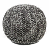Chandra Rugs Poufs Outer: Cotton, Filling: Polystyrene Balls Hand-Knitted Contemporary Cotton Pouf Brown/Grey 1'6 x 1'6 x 1'4