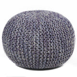 Chandra Rugs Poufs Outer: Cotton, Filling: Polystyrene Balls Hand-Knitted Contemporary Cotton Cord Pouf Purple/Grey/Cream 1'6 x 1'6 x 1'4