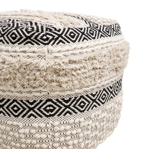 Pasargad Grandcanyon Cotton Pouf (Ivory/Black) PPF-623-PASARGAD