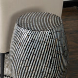 Prianna Capiz Zebra Mosaic Drum Table 