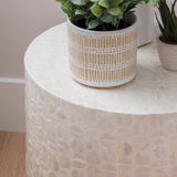 Paloma Drum Accent Table White Ombre