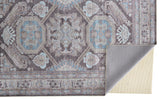 Percy Vintage Geometric Medallion Area Rug, Gray /Turquoise, 9ft-2in x 12ft