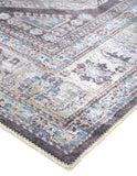 Percy Vintage Geometric Medallion Area Rug, Gray /Turquoise, 9ft-2in x 12ft