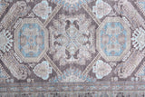 Percy Vintage Geometric Medallion Area Rug, Gray /Turquoise, 9ft-2in x 12ft