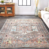 Percy Vintage Medallion Rug, Pink Clay/Warm Gray, 9ft - 2in x 12ft Area Rug
