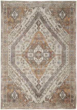 Percy Vintage Medallion Rug, Terracotta/Country Blue, 9ft-2in x 12ft Area Rug