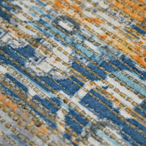 AMER Rugs Prairie PRE-2 Hand-Loomed Oriental Transitional Area Rug Denim/Orange 3'6" x 5'6"