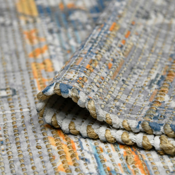 AMER Rugs Prairie PRE-2 Hand-Loomed Oriental Transitional Area Rug Denim/Orange 3'6" x 5'6"