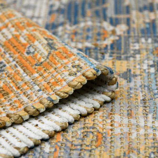 AMER Rugs Prairie PRE-2 Hand-Loomed Oriental Transitional Area Rug Denim/Orange 3'6" x 5'6"