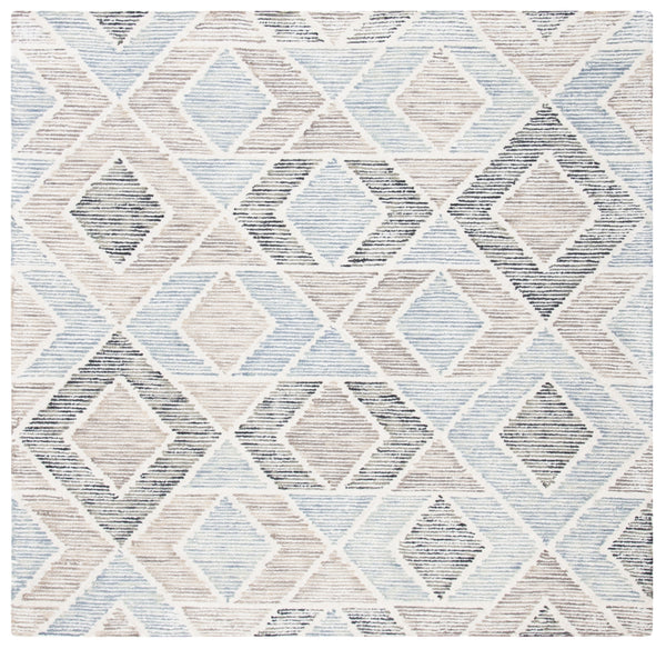 Precious 219 Hand Tufted 80% Wool, 20% Cotton Contemporary Rug Blue / Beige 80% Wool, 20% Cotton PRE219M-6SQ