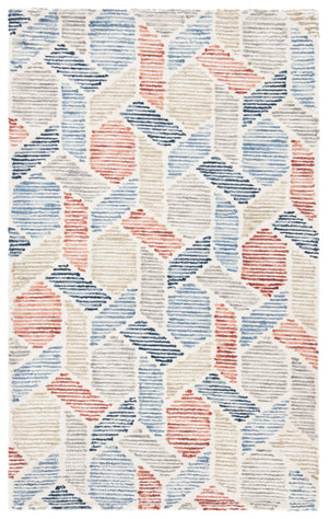 Precious 221 Hand Tufted 80% Wool, 20% Cotton Contemporary Rug Blue / Rust 80% Wool, 20% Cotton PRE221M-3