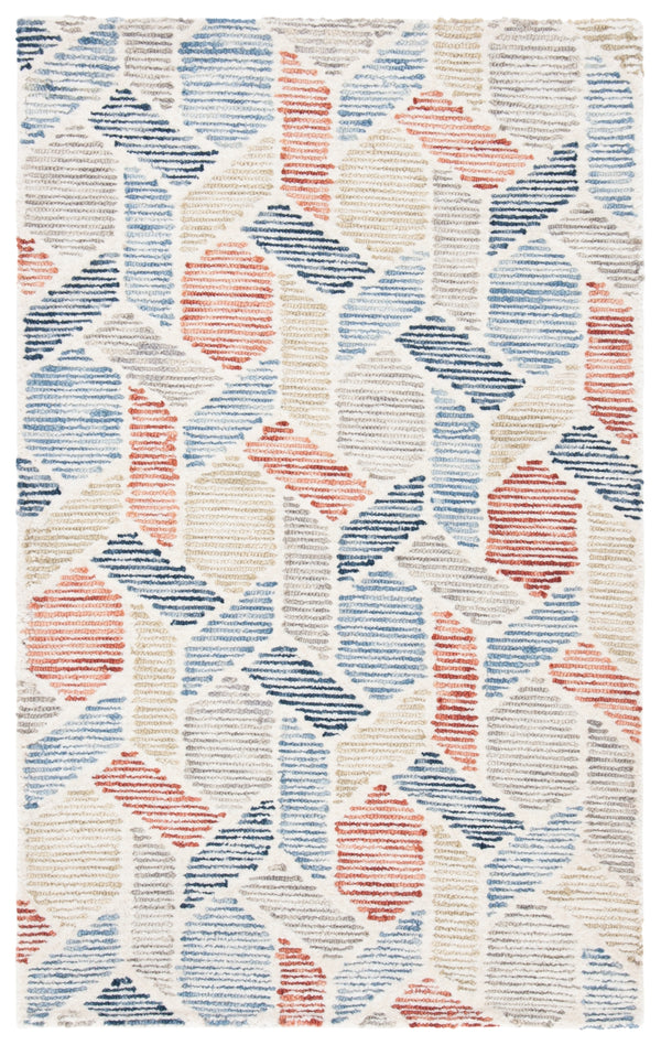 Precious 221 Hand Tufted 80% Wool, 20% Cotton Contemporary Rug Blue / Rust 80% Wool, 20% Cotton PRE221M-3
