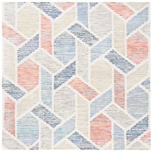 Precious 221 Hand Tufted 80% Wool, 20% Cotton Contemporary Rug Blue / Rust 80% Wool, 20% Cotton PRE221M-6SQ