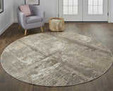 Frida Distressed Abstract Watercolor Area Rug, Latte Tan/Gray, 7ft-9in x 7ft-9in