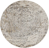 Frida Distressed Abstract Watercolor Area Rug, Ivory/Gray/Tan, 7ft-9in x 7ft-9in