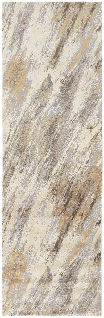 Frida Distressed Abstract Watercolor Rug, Beige/Blue, 2ft - 6in x 8ft, Runner