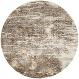 Frida Distressed Abstract Prismatic Rug, Ivory/Warm Brown, 7ft-9in x 7ft-9in