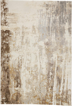 Frida Distressed Abstract Watercolor Rug, Ivory/Brown, 9ft x 12ft Area Rug