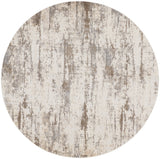 Frida Distressed Abstract Prismatic Area Rug, Ivory/Brown, 7ft-9in x 7ft-9in