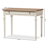 Baxton Studio Marquetterie French Provincial Weathered Oak and Whitewash Writing Desk