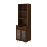 Walker Edison Pearl Modern/Contemporary 72" Wood Bar Cabinet with wine storage and Hutch PRLD3DDW